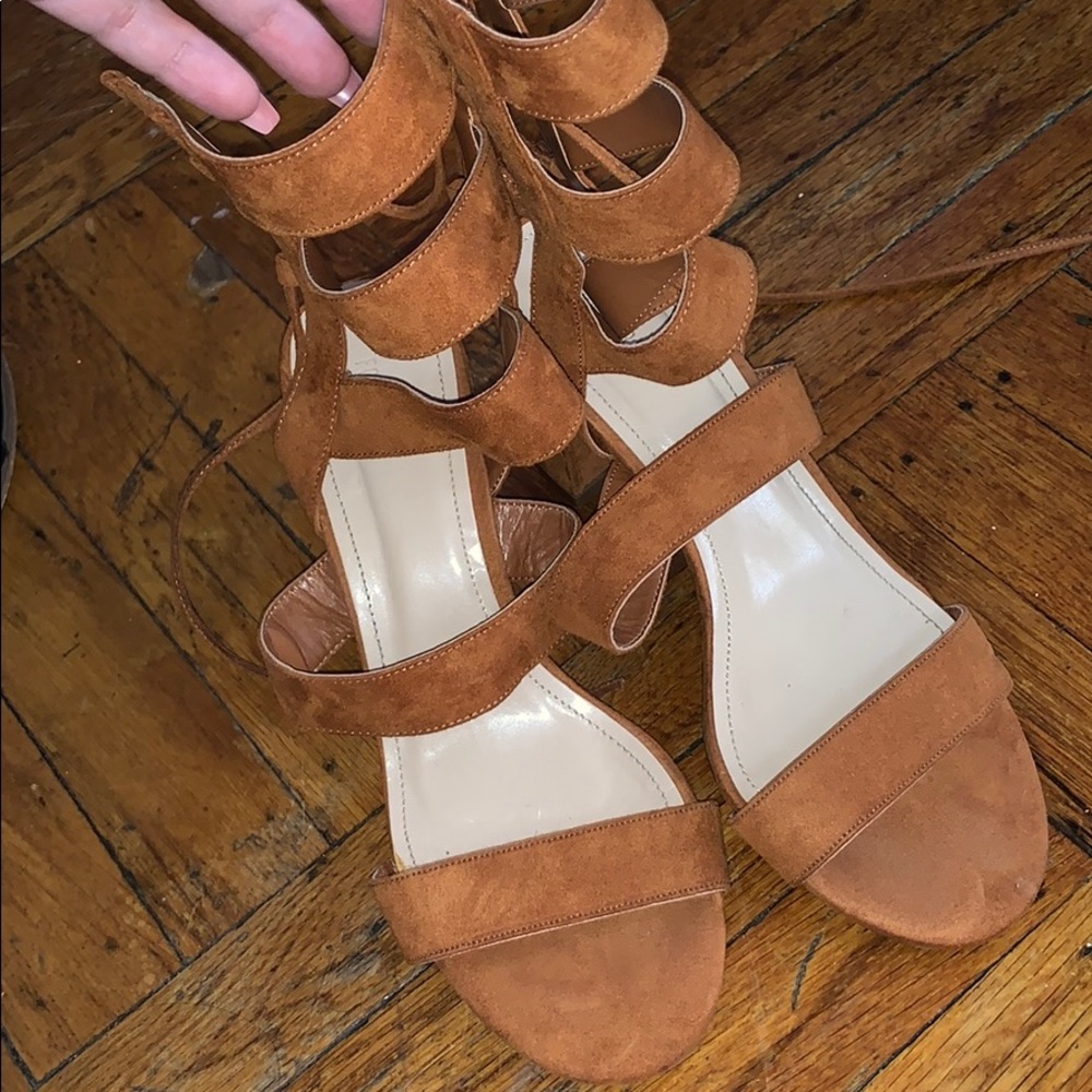 F21 Faux Suede Chunky Heels